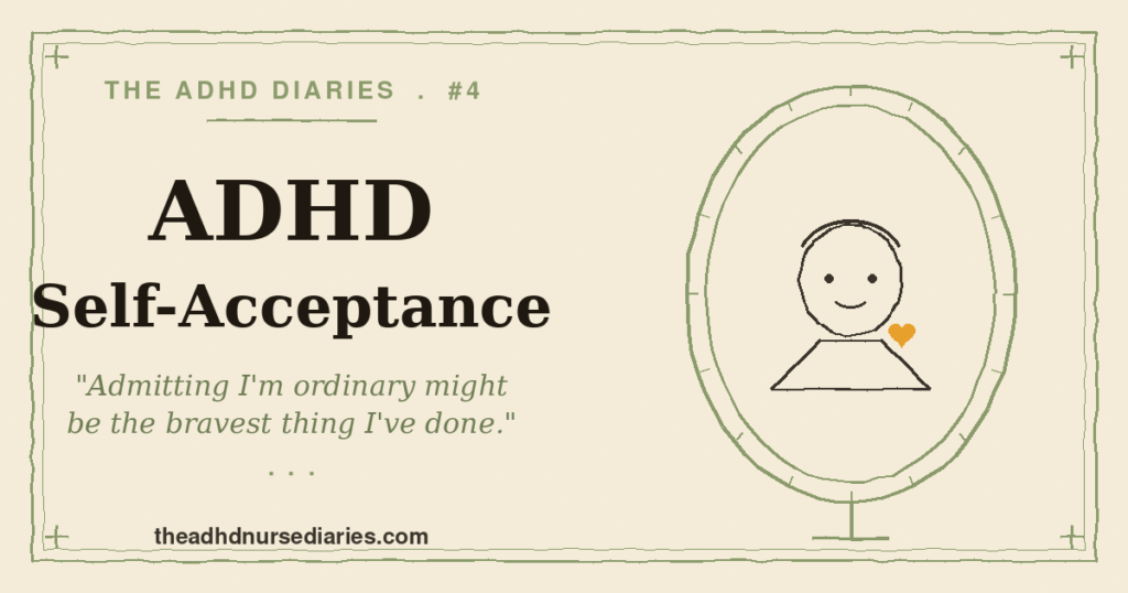 Mirror-motif illustration about ADHD self-acceptance and seeing yourself clearly.