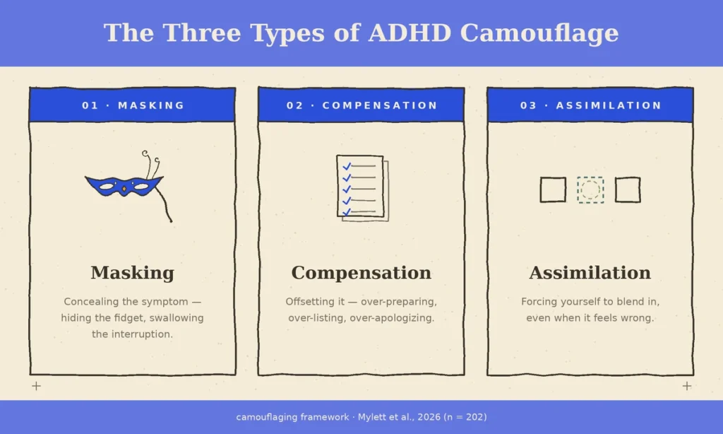 ADHD masking types — masking, compensation, and assimilation
