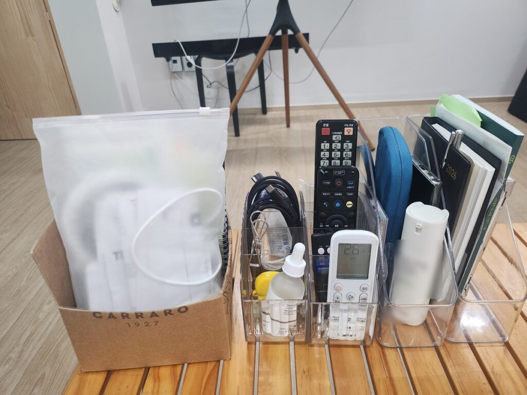 ADHD storage bins upgrade: the multipurpose clear acrylic bin that replaced a worn free box