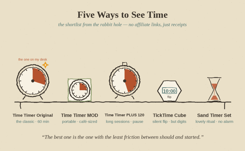 best visual timer for ADHD adults comparison — disk timers, cube timer, sand timer